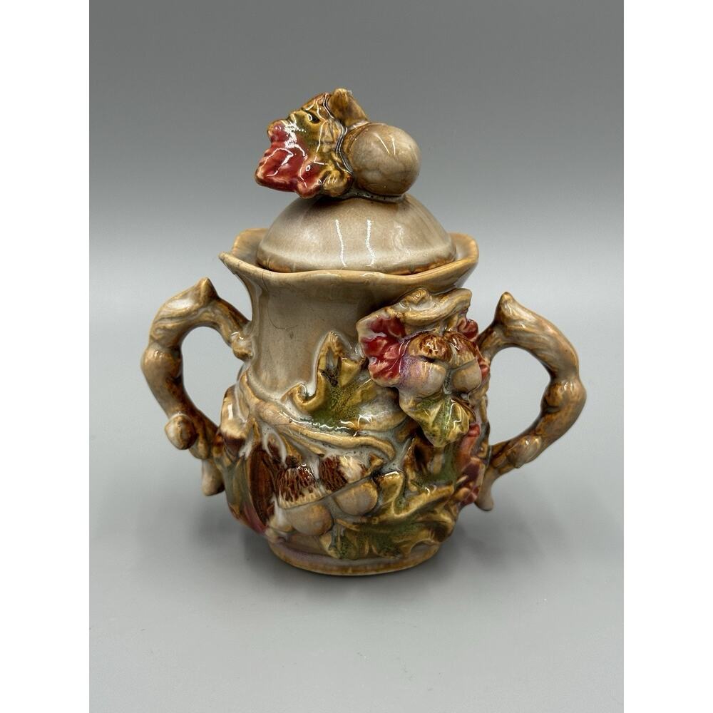 Small Floral Fall Harvest Decorated Sugar Bowl